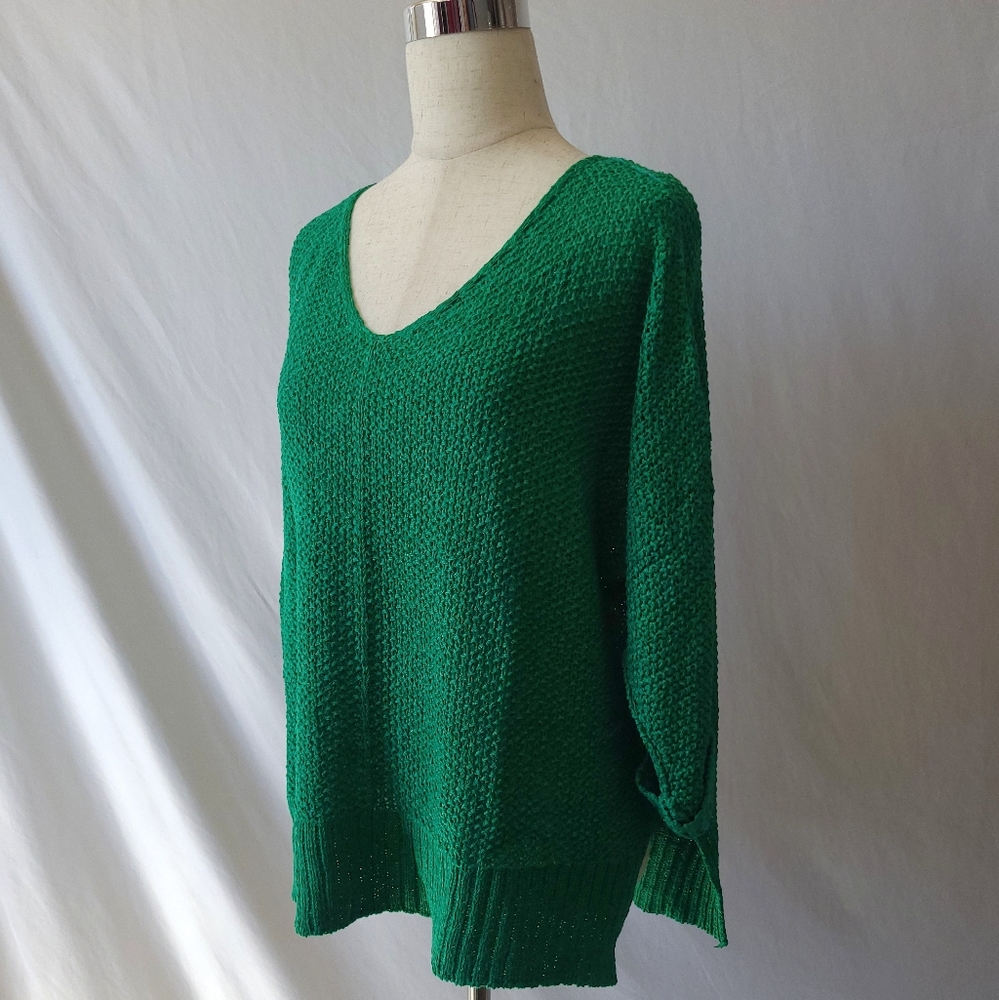 Crew Neck Knit Sweater-Green